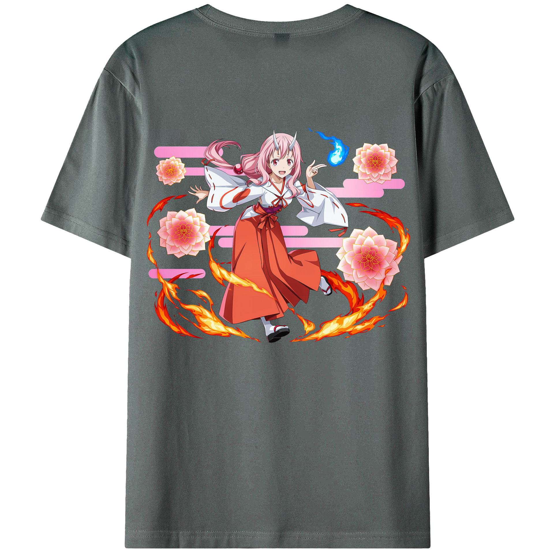 （画像用） 転スラ Regarding Reincarnated to Slime 綿100％ メンズ半袖Tシャツ（バックプリント） 通気性